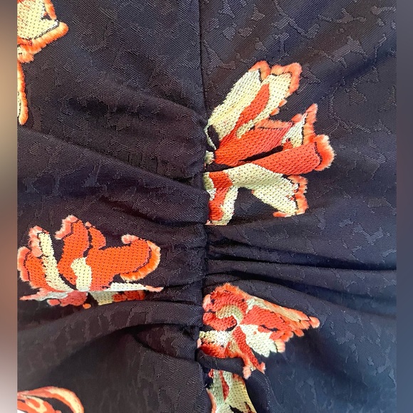 PROENZA SCHOULER Ruched Fil Coupé Jacquard Top Black Floral Size 2 - Picture 12 of 13